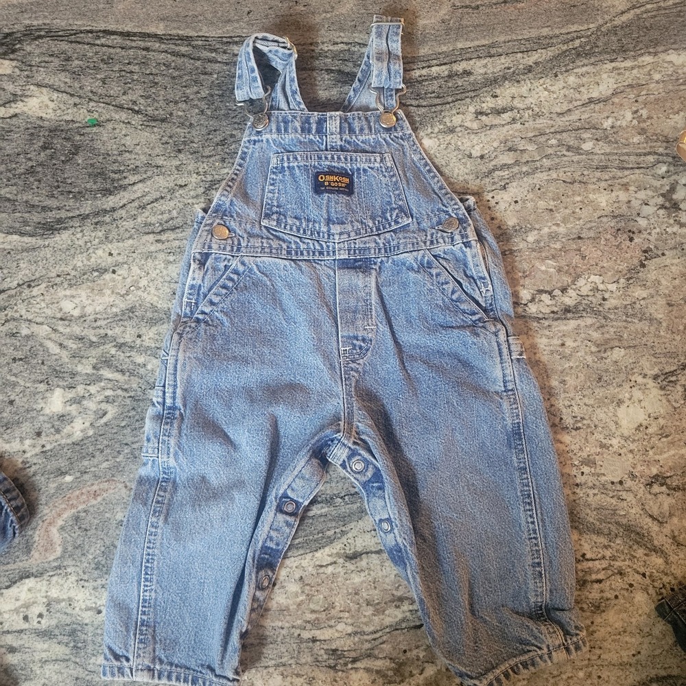 Vintage OshKosh B'Gosh Vestbak Unisex Denim Blue Jean Overalls 18M